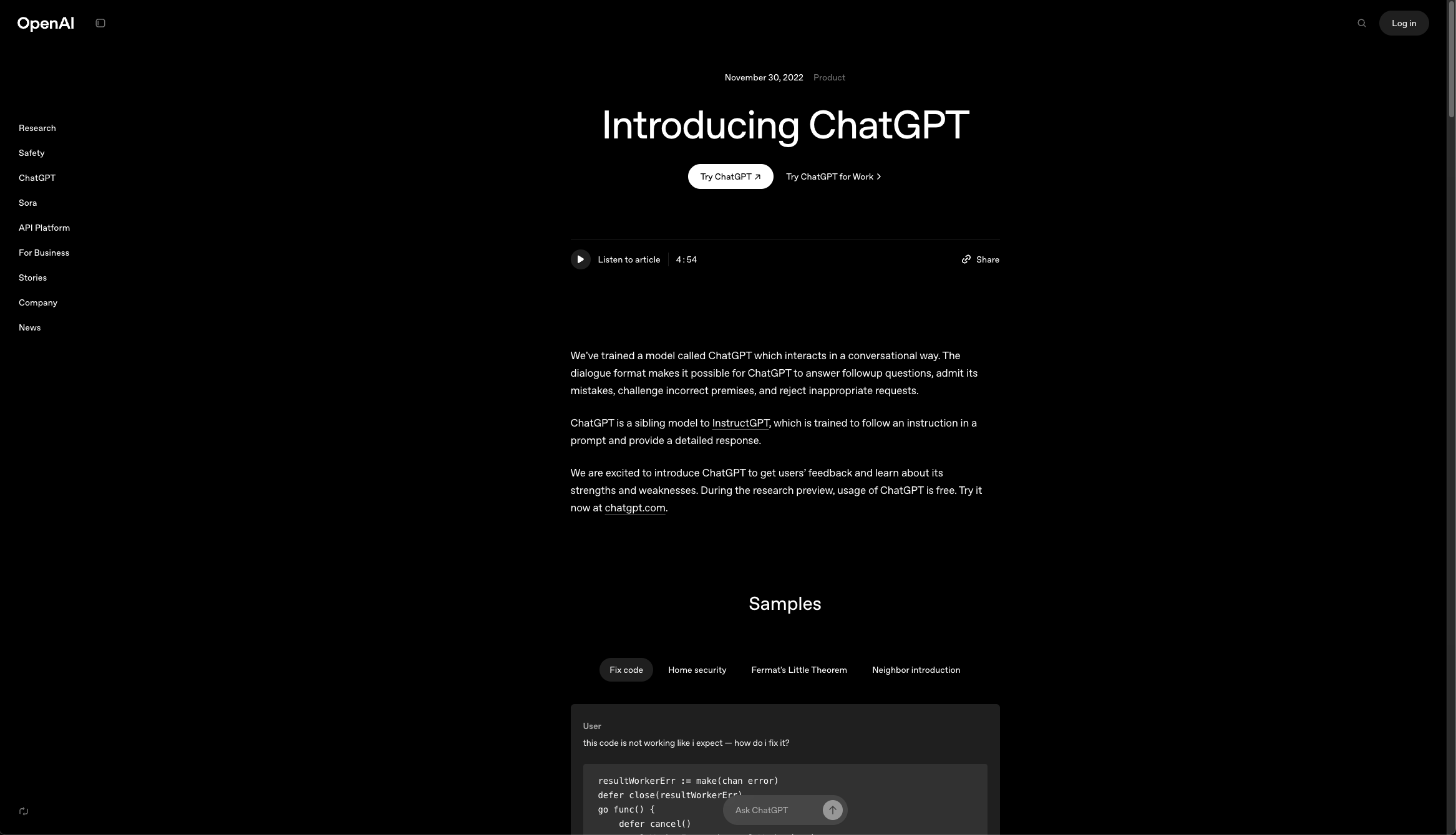 Introducting ChatGPT